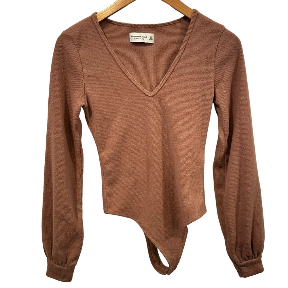 Abercrombie & Fitch‎ Soft AF Cozy Fuzzy Long sleeve Bodysuit rose pink Size XS